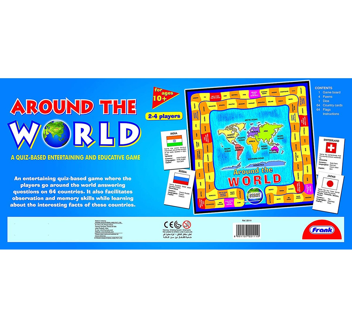 Frank Around The World  Board Game, Puzzles for Kids age 8Y+ 