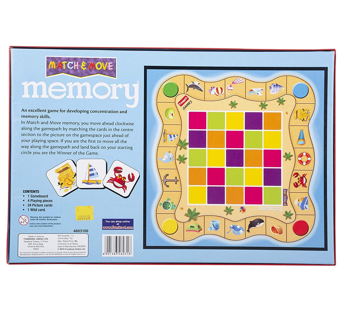 Funskool Memory Match And Move, Multicolor, 4Y+