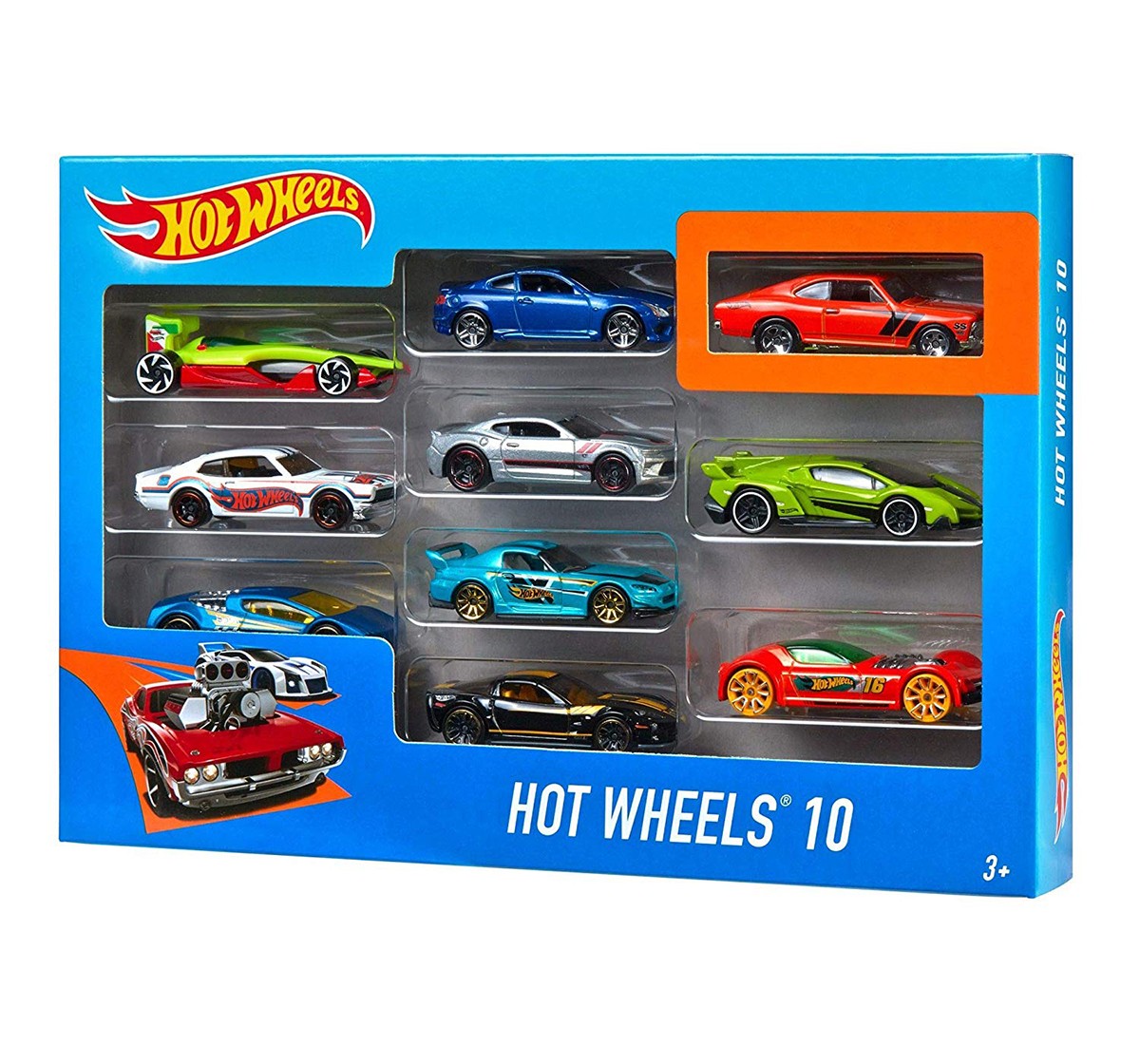 Hot Wheels Die Cast Cars Pack of 10 Vehicles for Kids age 3Y+ 