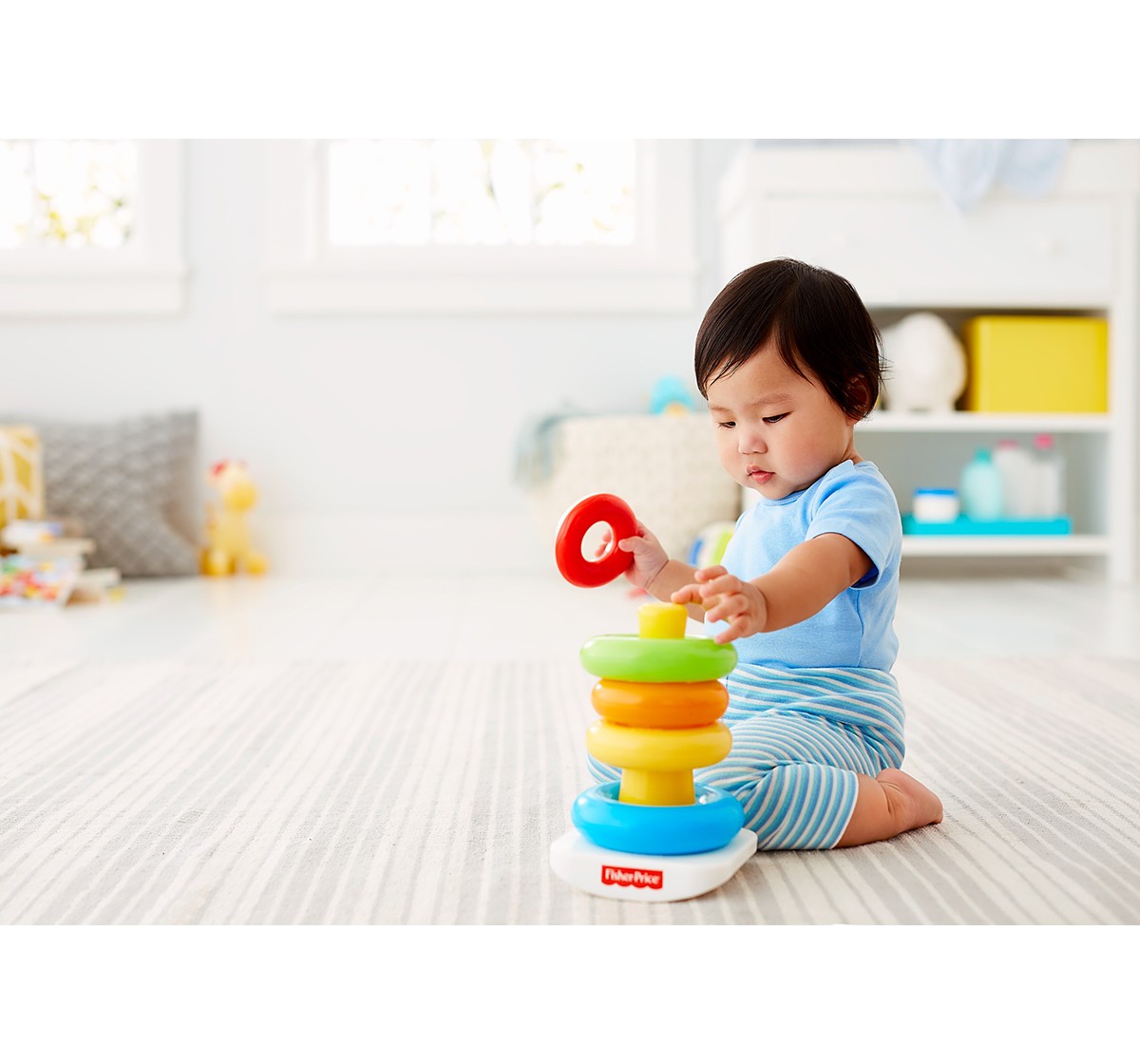 Fisher-Price Brilliant Basics Rock-a-Stack, Multicolor Activity Toys for Kids age 6M+ 