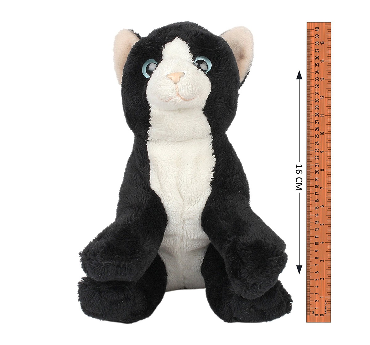  Hamleys Floppy  Black And White Cat Pet Animal With Beans Plush Soft Toy For Kids, age 2Y+ - 17 Cm (Black)