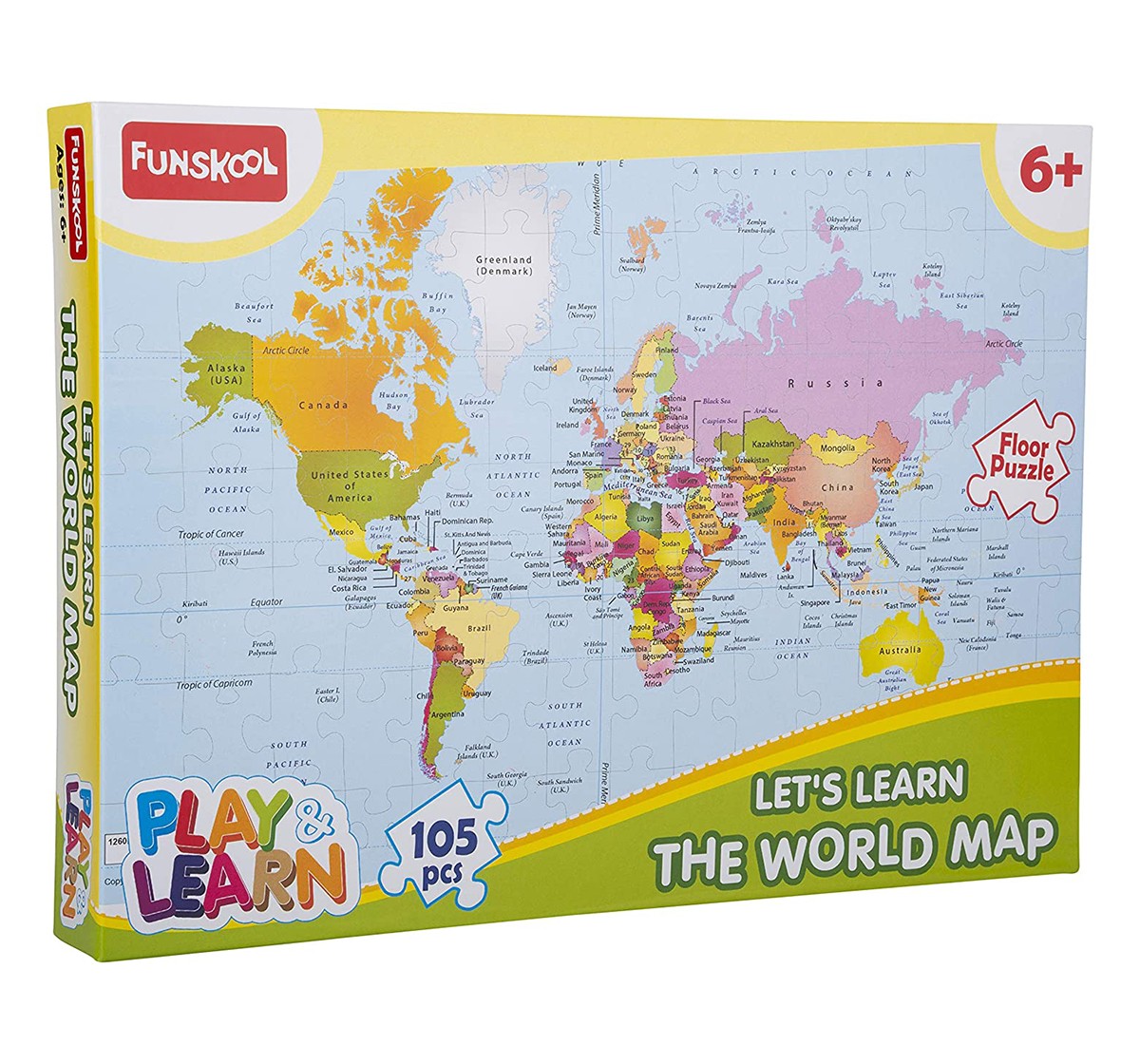 Funskool Play & Learn World Map Puzzle, Multicolor, 3Y+