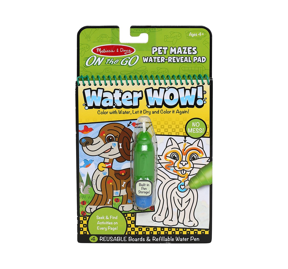 Melissa & Doug on The Go Water Wow! Pet Mazes Activity Pad (Reusable Reveal Coloring Book, Refillable Pen) School Stationery for Kids age 4Y+ 