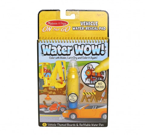 Melissa & Doug On The Go Water Wow! Vehicles (Reusable Water-Reveal Activity Pad, Chunky-Size Water Pen) DIY Art & Craft Kit for Kids age 3Y+ 