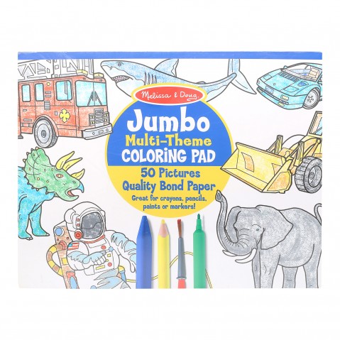 Melissa & Doug Jumbo 50-Page Coloring Pad (High-Quality Paper; Oversized Sheets; Space, Sharks, Sports and More) DIY Art & Craft Kitsfor Kids age 3Y+ 