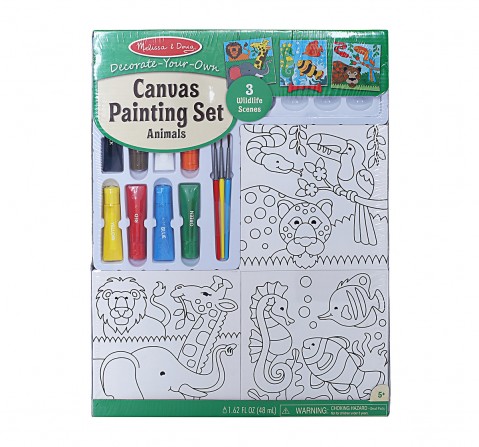 Melissa & Doug Canvas Painting Set - Animals, Multi Color DIY Art & Craft Kits for Kids age 5Y+ 