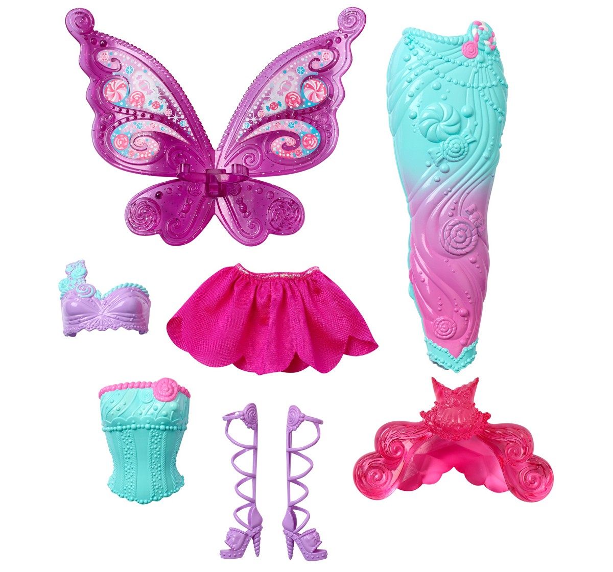 Barbie Doll and Fairytale Dress-Up Set, Clothes and Accessories for Princess, Mermaid and Fairy Characters, Kids for 3Y+, Multicolour