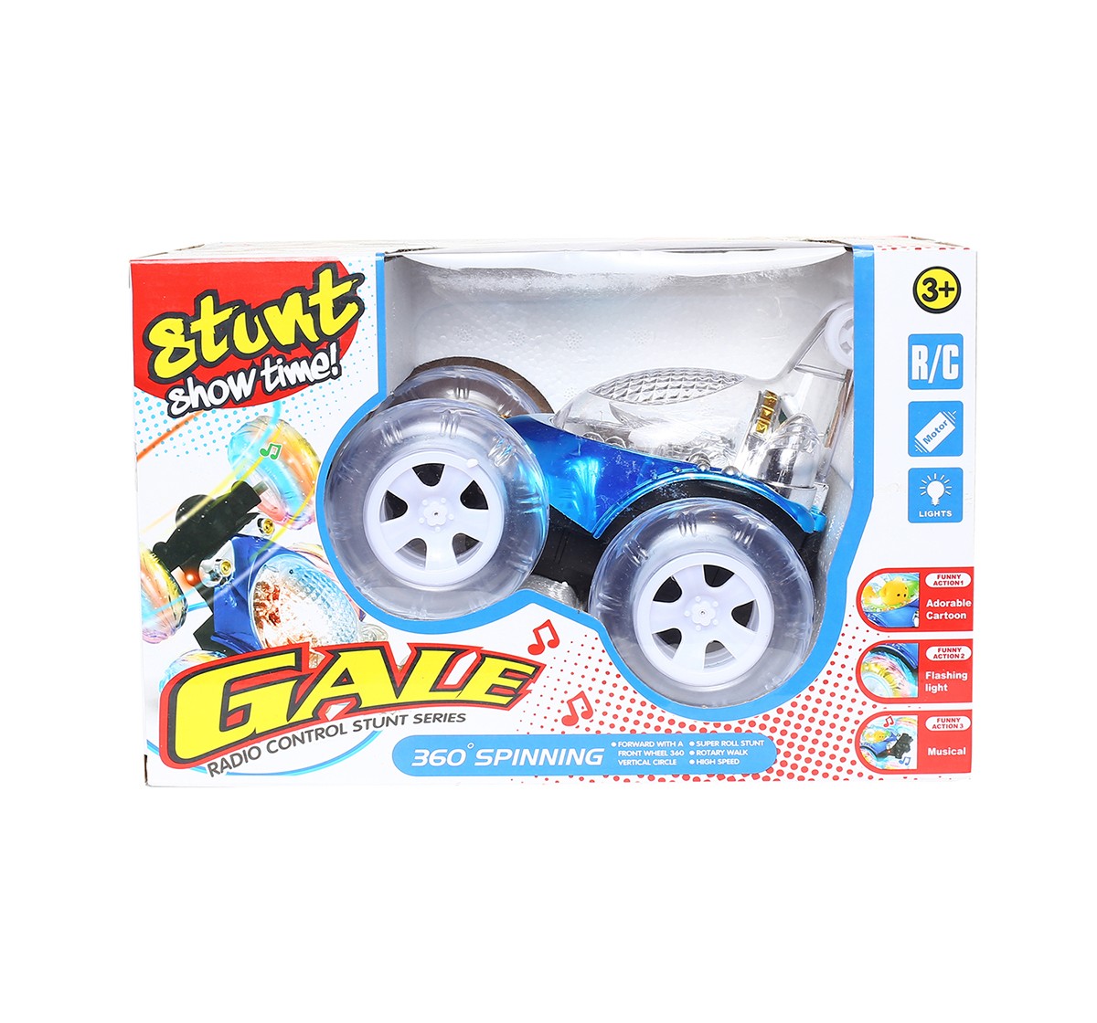 Gale Comdaq Gale Stunt Car With Remote Control 360 Spinning Remote Control Toys for Kids age 3Y+ 