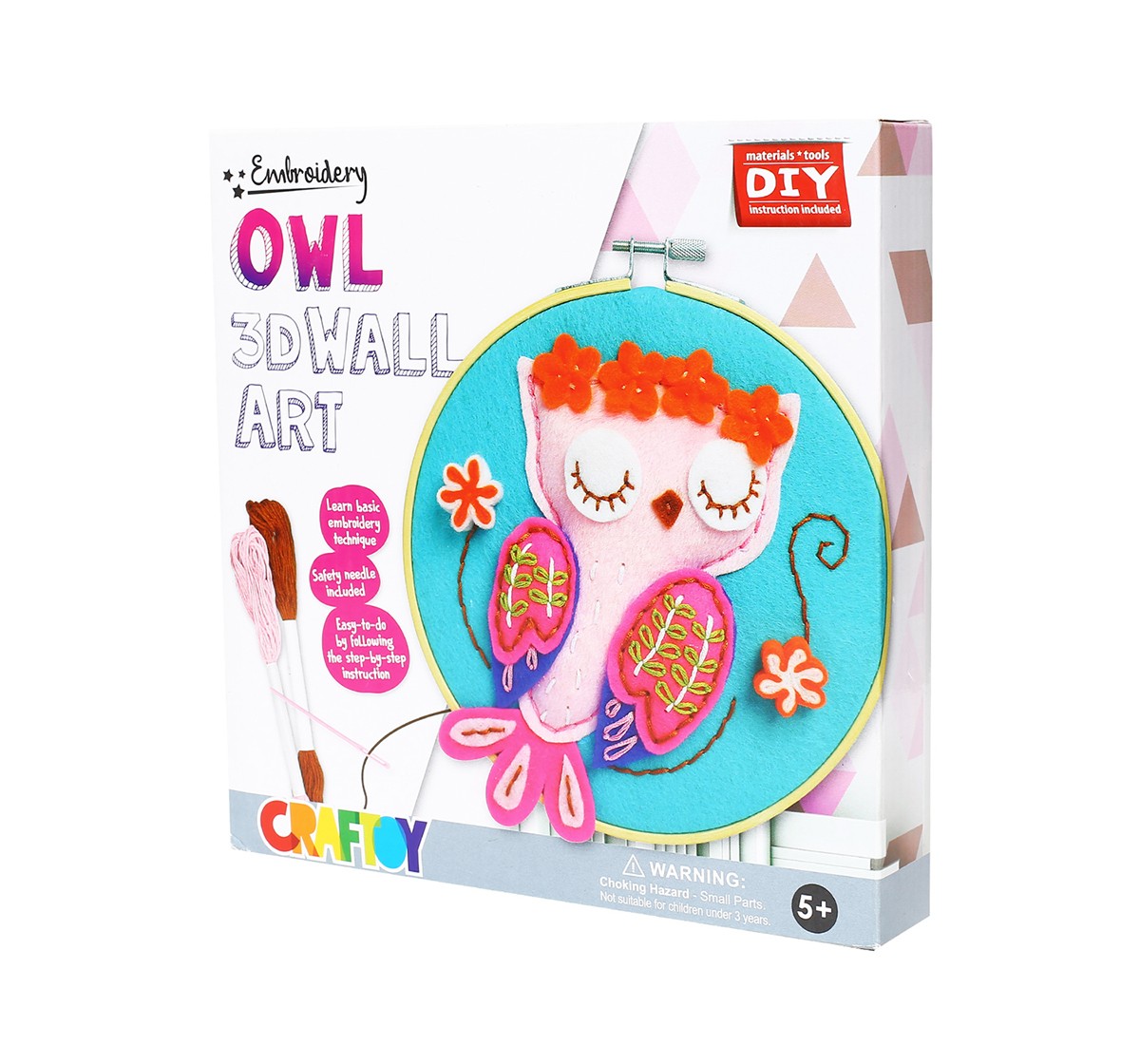 Comdaq Owl 3D Embroidery Wall Art DIY Art & Craft Kit for Kids age 5Y+ 