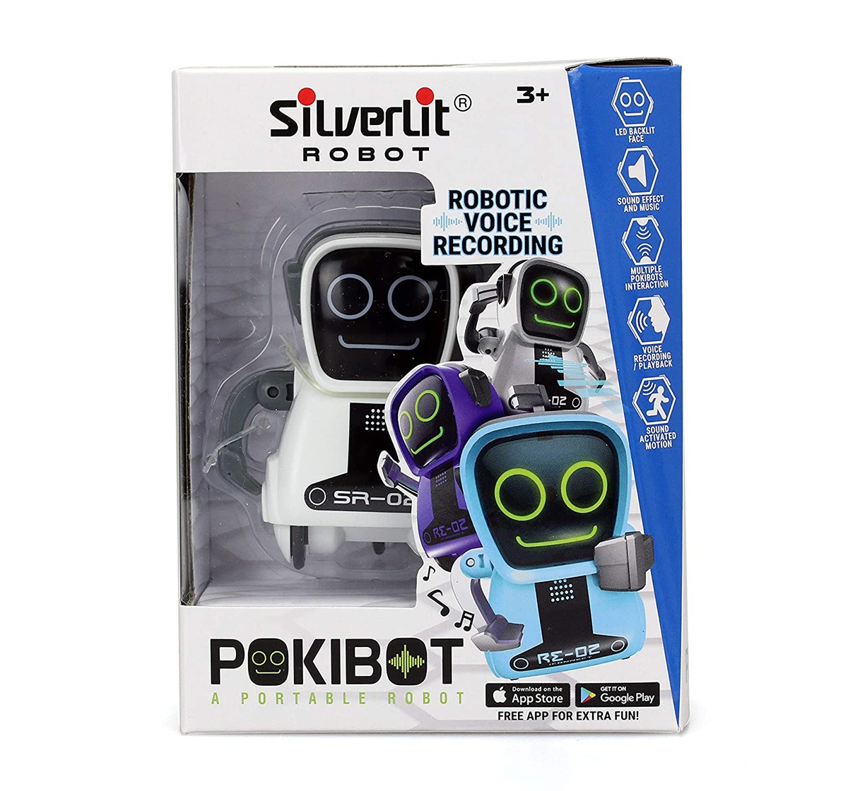 Silverlit Pokibot In 3 Colors-White/Blue/Purple Robotics for Kids age 3Y+ 