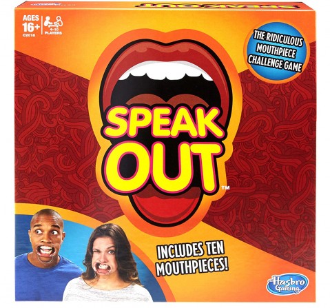 Hasbro Speak Out Game, Mouthpiece Challenge Game For Families age 16Y+ 