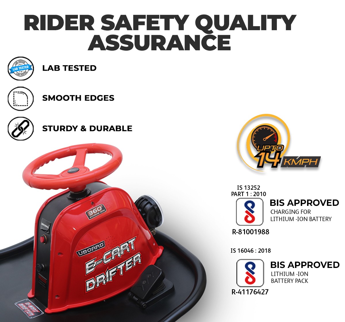 Uboard E-Cart Drifter EV Blue Novelty Rideons for Kids age 14Y+