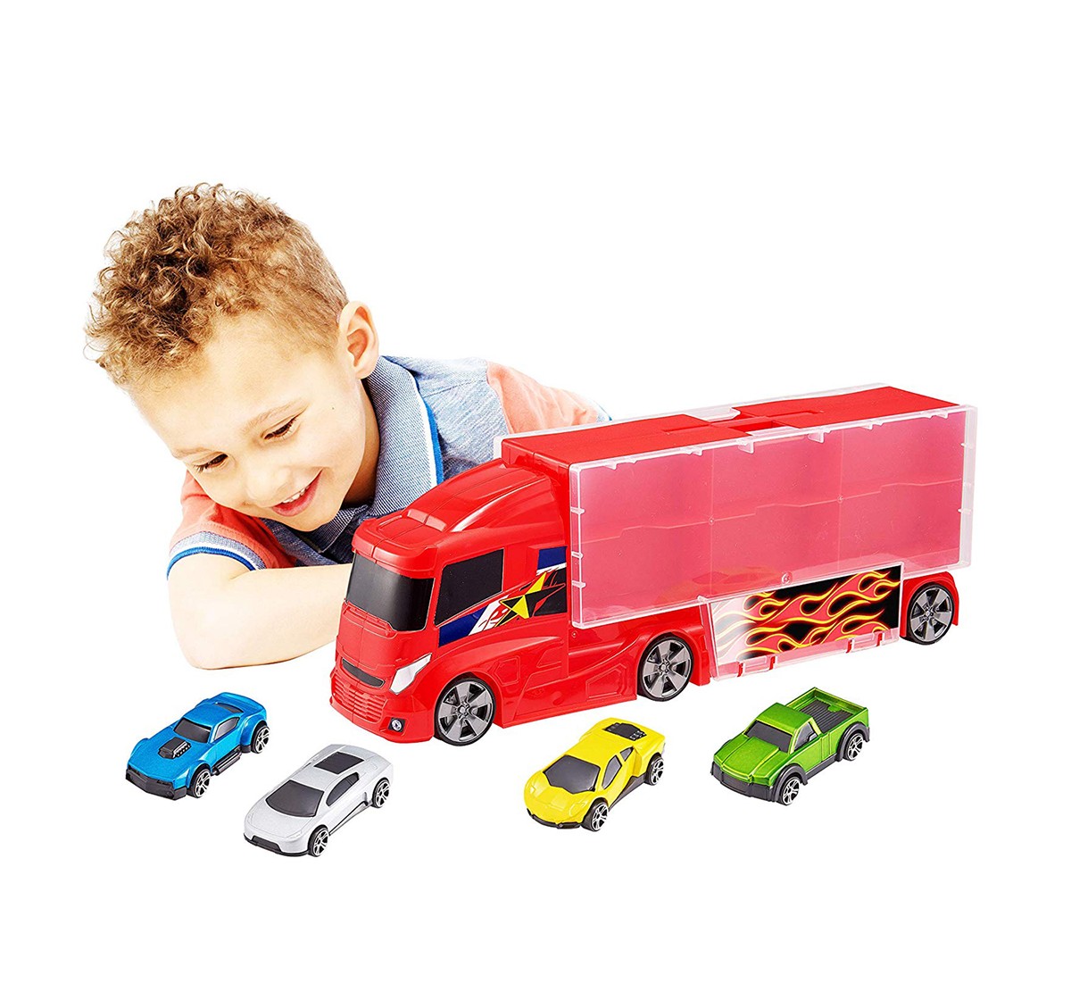 Teamsterz Truck Carry Case-4 Cars Tracksets & Train Sets for Kids age 3Y+ 