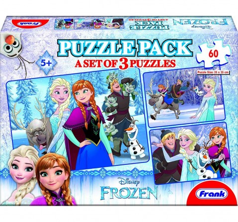 Frank Disney'S Frozen Puzzle Pack ( A Set Of 3 Puzzles - 60 Pcs Each)  for Kids age 3Y+ 