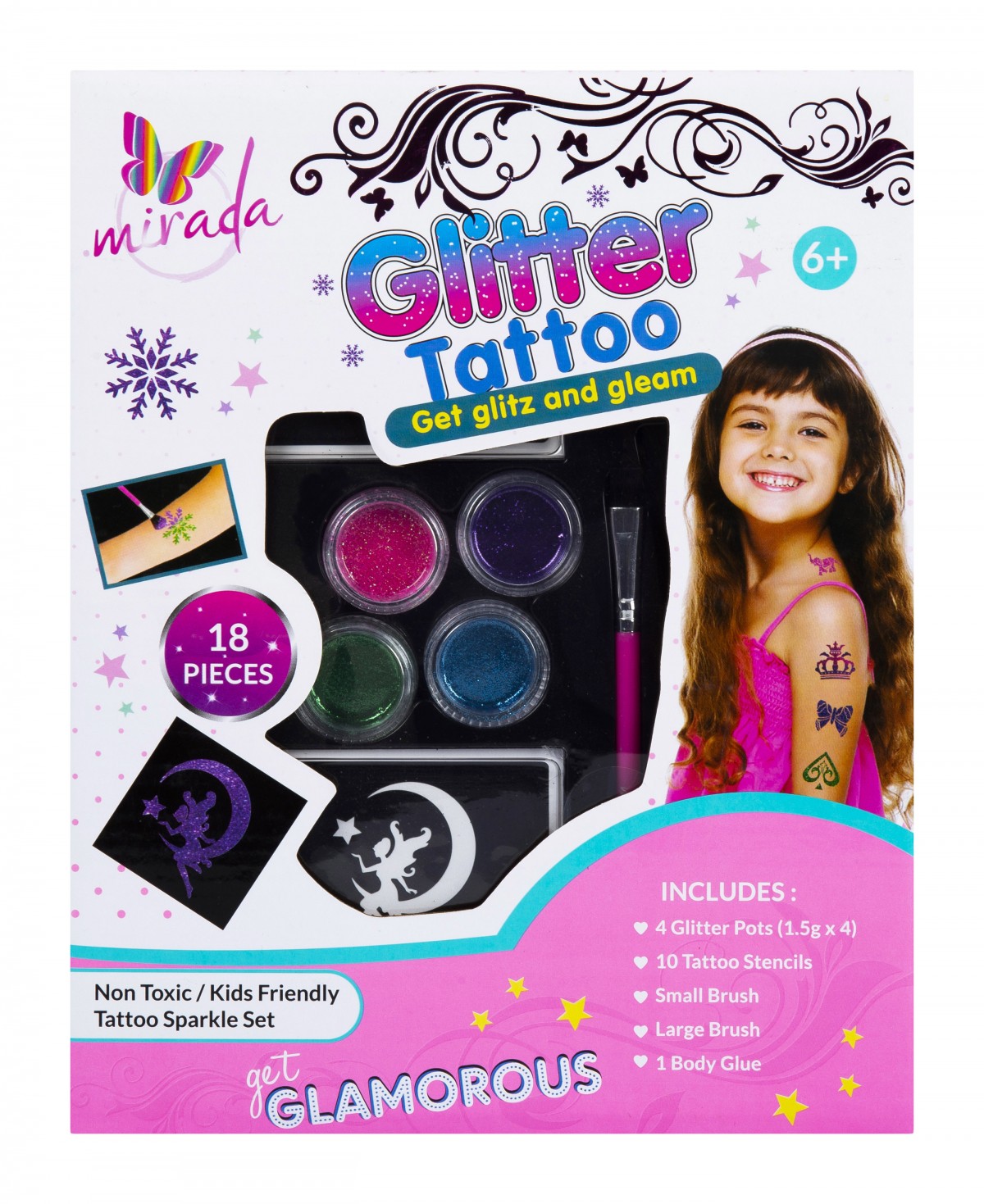 Mirada Glitter Tattoo-18 Pcs DIY Art & Craft Kits for age 6Y+ 