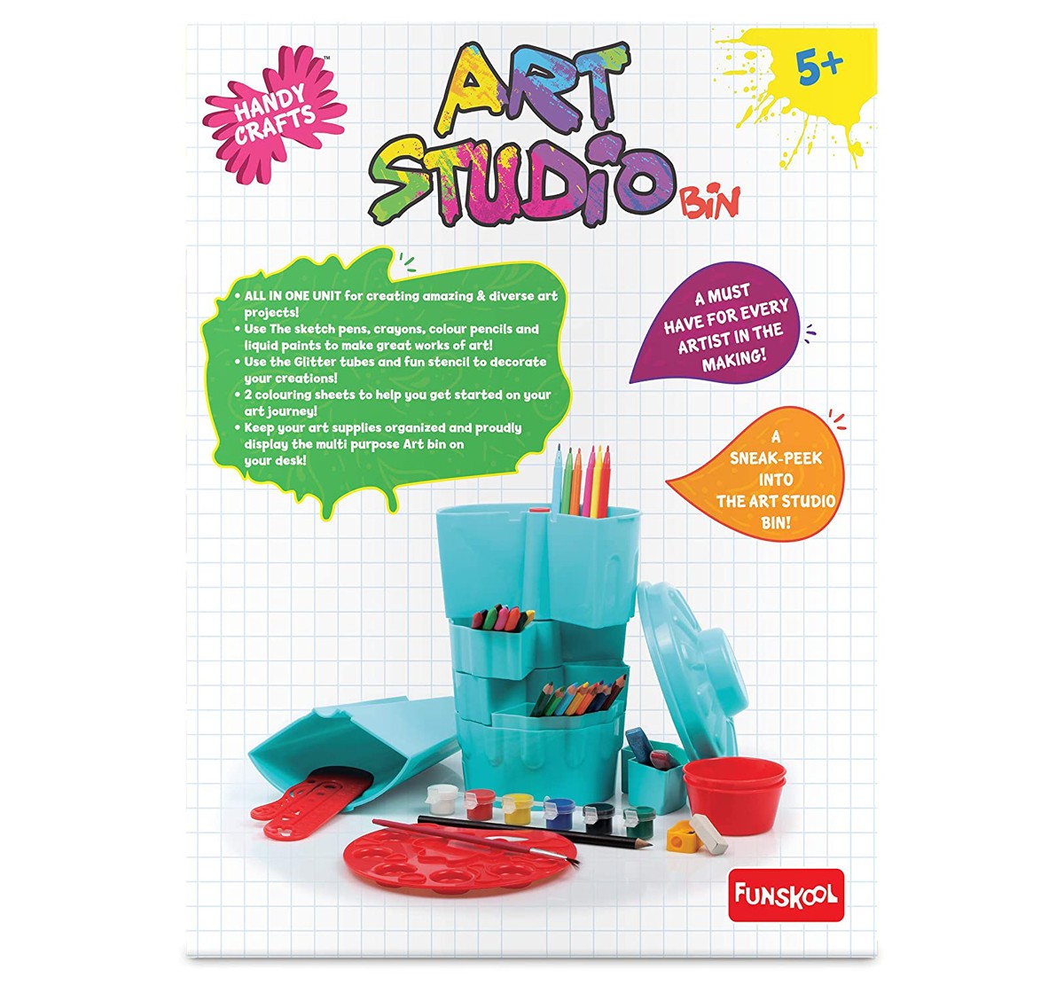 Funskool Art Studio Bin-Blue DIY Art & Craft Kits for Kids age 5Y+ (Blue)