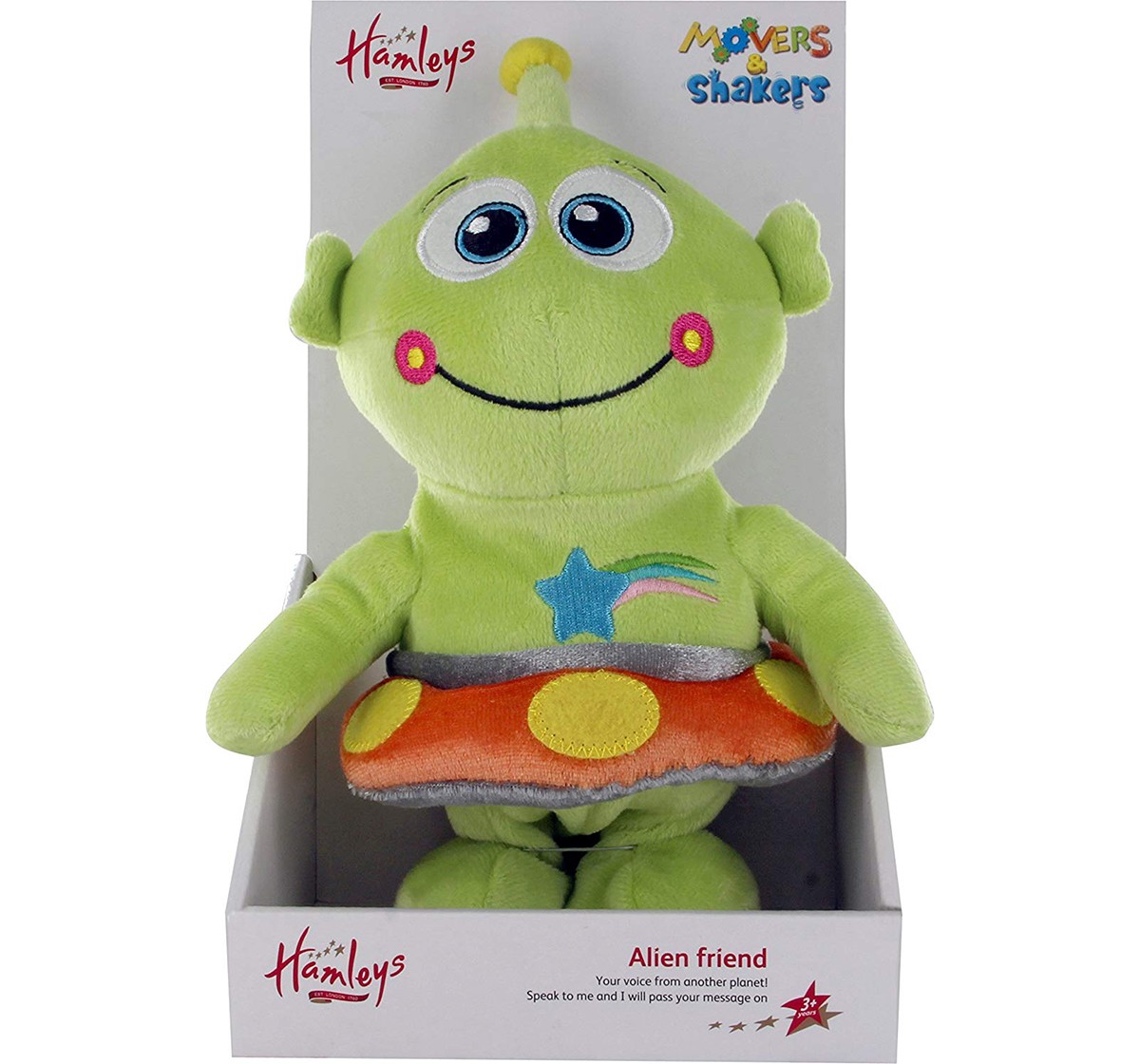 Hamleys Movers And Shakers Alan The Alien, Green Interactive Soft Toys for Kids age 3Y+ - 9 Cm (Green)