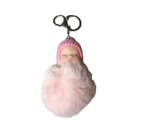Luvley Pastel Pink Baby Pompom Keyring Toileteries and Makeup for age 3Y+ 