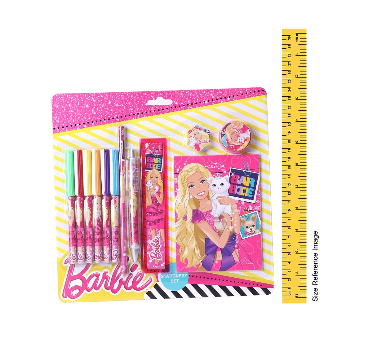Barbie Stationery Set/ Kit Of 12 In Blister Card, 2Y+ (Multicolor)