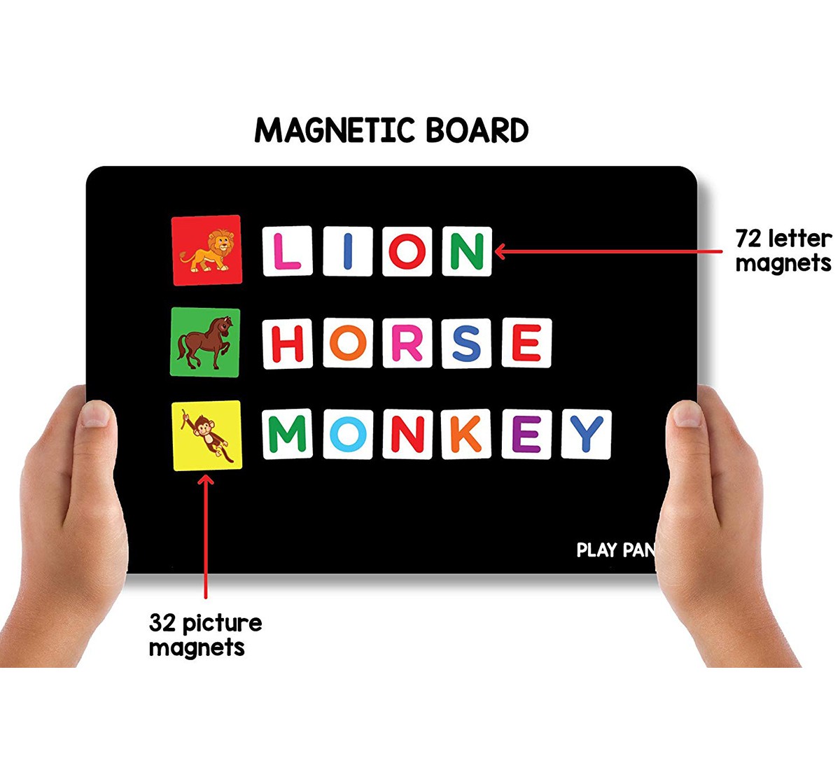 Play Panda Magnetic Learn To Spell Animals With 32 Picture Magnets, 72 Letter Magnets, Magnetic Board And Spelling Guide,  4Y+ (Multicolor)