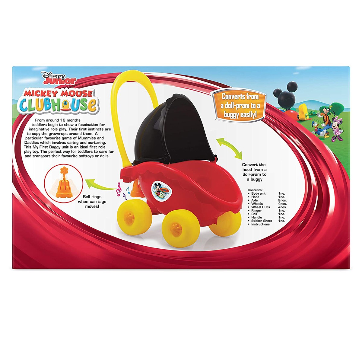 Giggles Mickey My First Buggy Activity Toys for Kids age 18M + (Red)