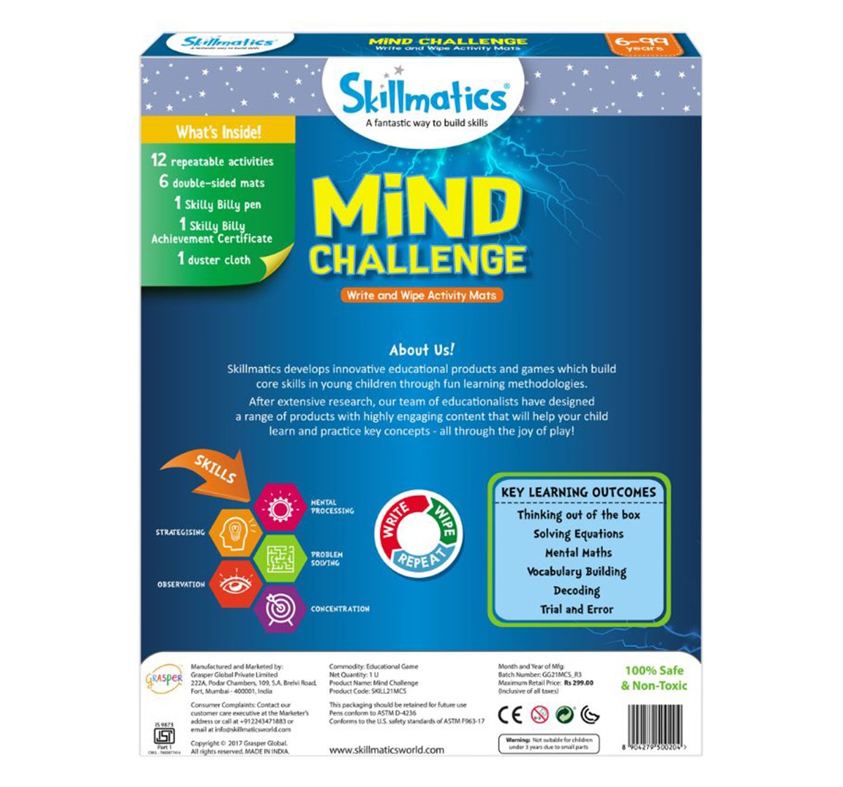 Skillmatics Mind Challenge Polypropylene Puzzle Multicolor 3Y+