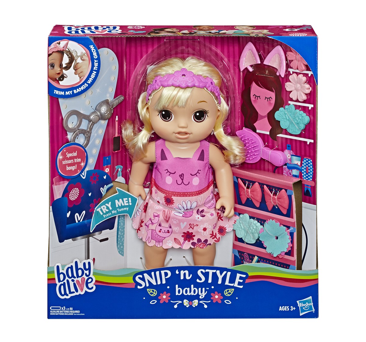 Baby Alive Snip ‘N Style Baby Blonde Hair Talking Doll & Accessories for age 3Y+ 
