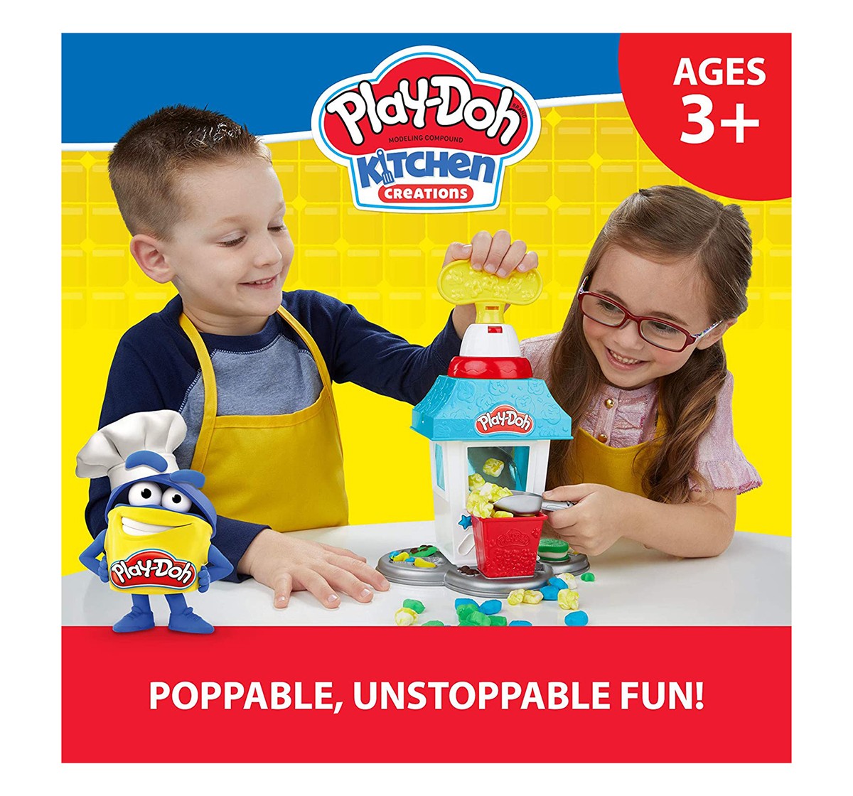Play-Doh Kitchen Creations Popcorn Party Play Food Set With 6 Non-Toxic Cans Clay & Dough for Kids age 3Y+ 