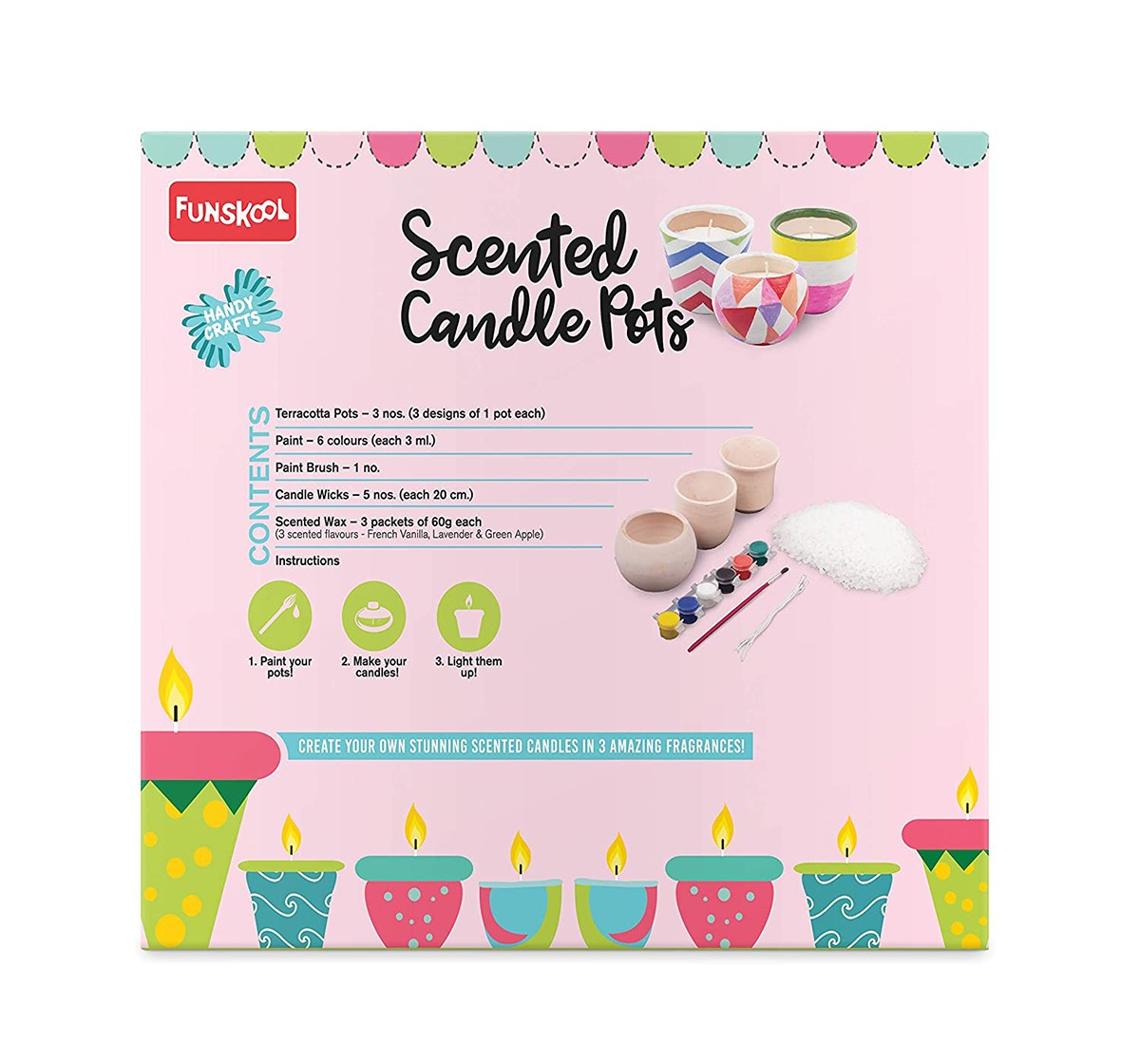 Funskool - Handycrafts Scented Candle Pots DIY Art & Craft Kits for age 5Y+ 