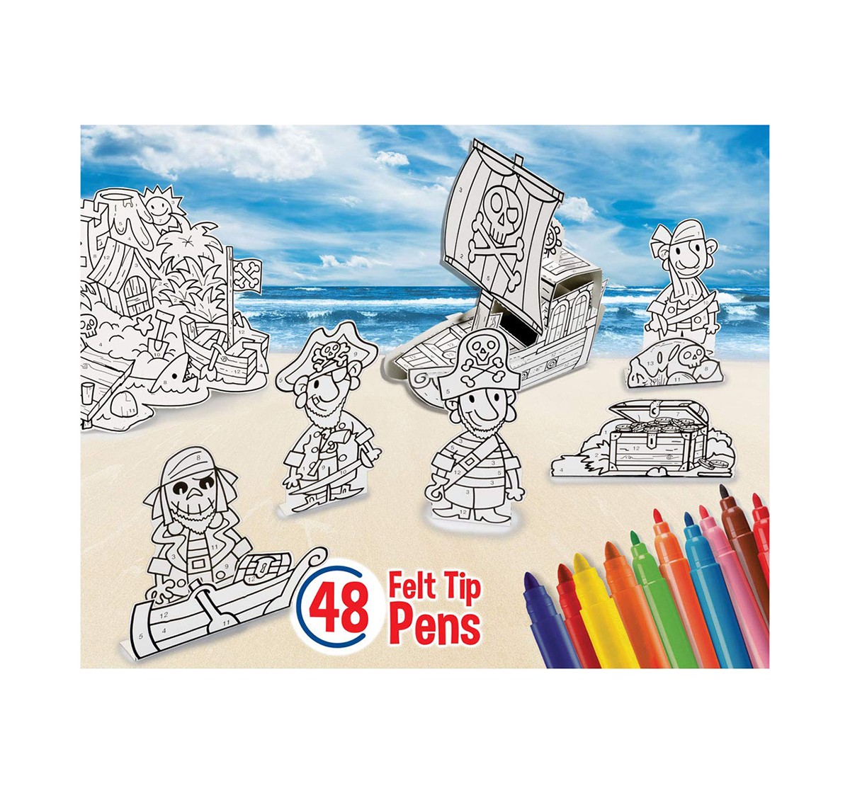 Luxor Carioca Pirates-3D Pop-Up Model+ 48 Color School Stationery for Kids age 3Y+ 