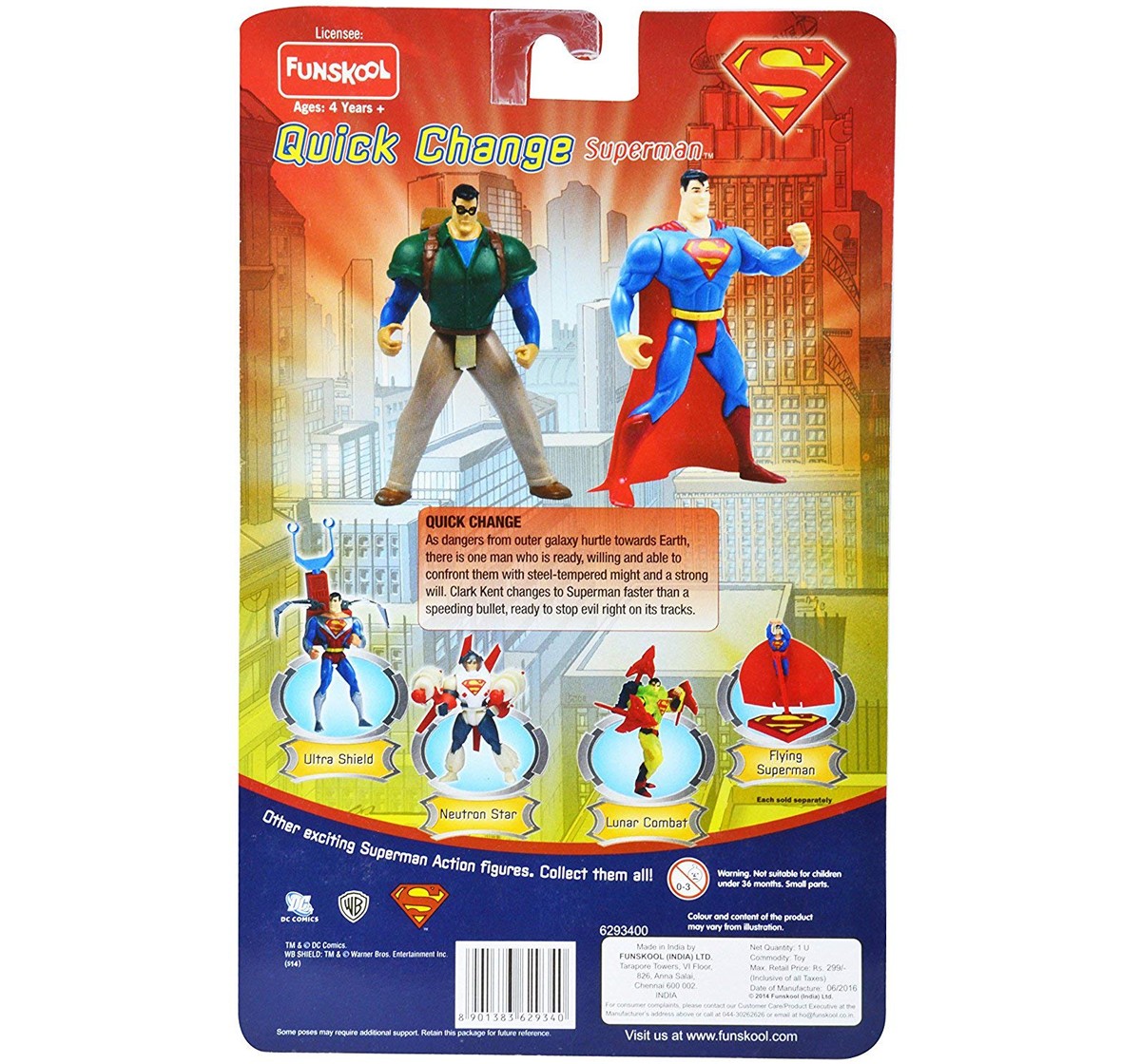 Superman Quick Change Superman Action Figure for Kids age 3Y+