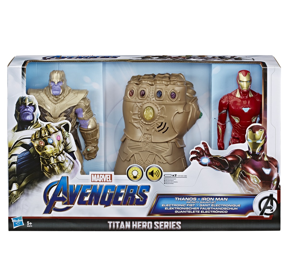 Marvel Avengers Titan Hero Series Infinity Gauntlet Electronic Fist with Thanos and Iron Man Action Figures Multicolor 4Y+