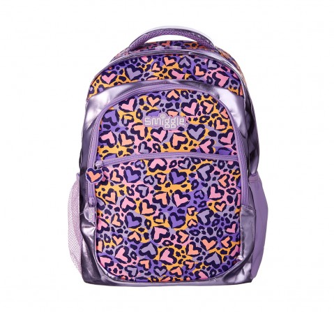 Smiggle Flow Backpack - Heart Print Bags for Kids age 3Y+ (Lilac)