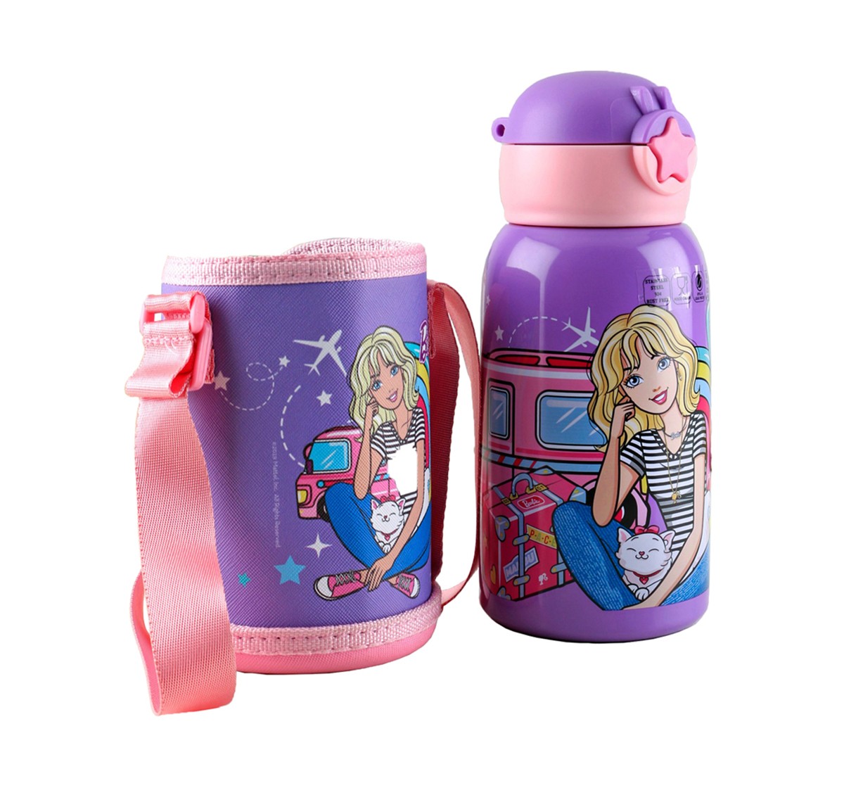 Barbie Steel Inner Water Bottle & Sipper for Kids age 3Y+ ,520ml