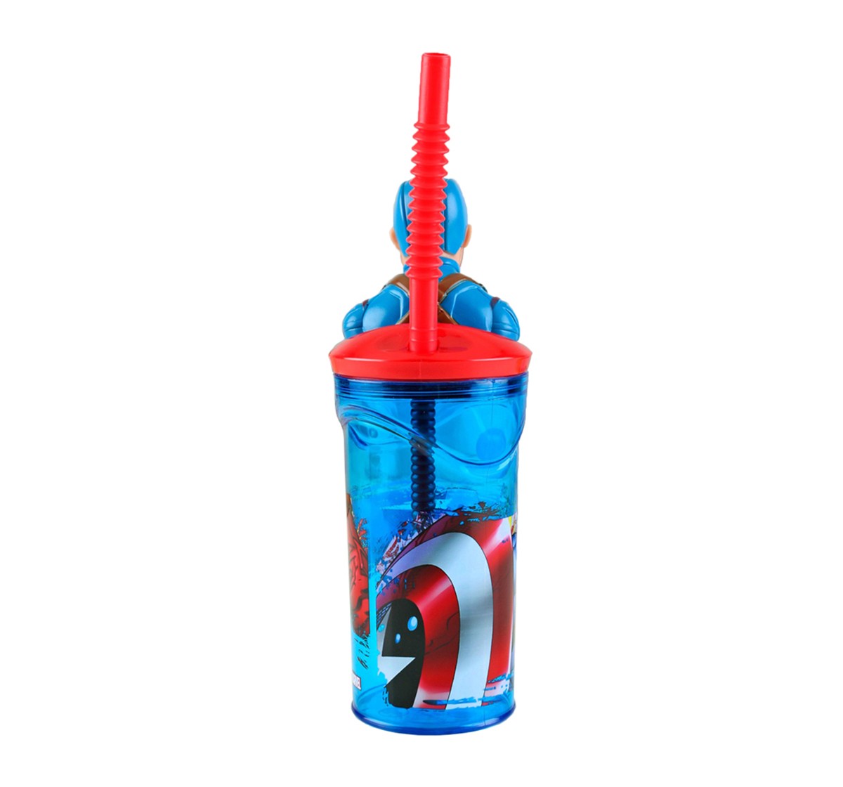 Marvel story 3D Figurine Tumbler Avengers Gallery Captain America, Blue Water Bottles & Sipper for age 3Y+ (Blue),360 ml