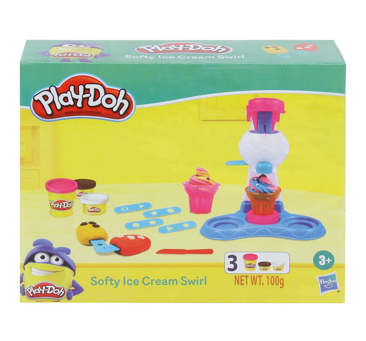 Play Doh Softy Ice Cream Swirl Playset for Kids 3Y+, Multicolour