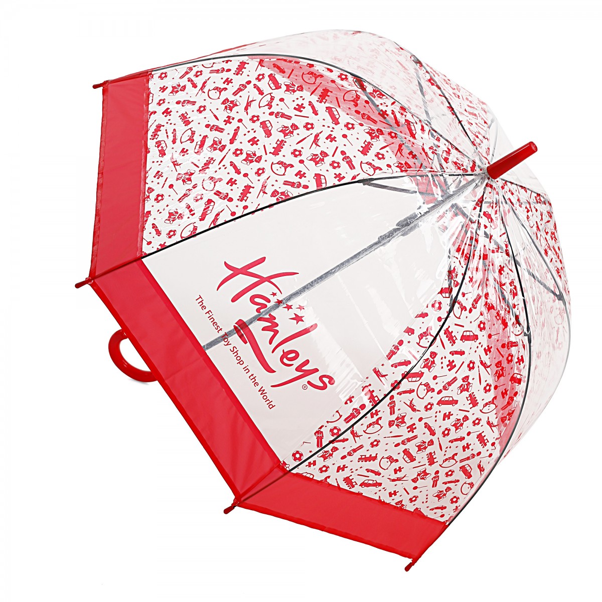 Hamleys London Print 24 inches Single Fold Rain Umbrella with POE Bend Handle and Auto Open Long Umbrellas, Kids for 5Y+, White