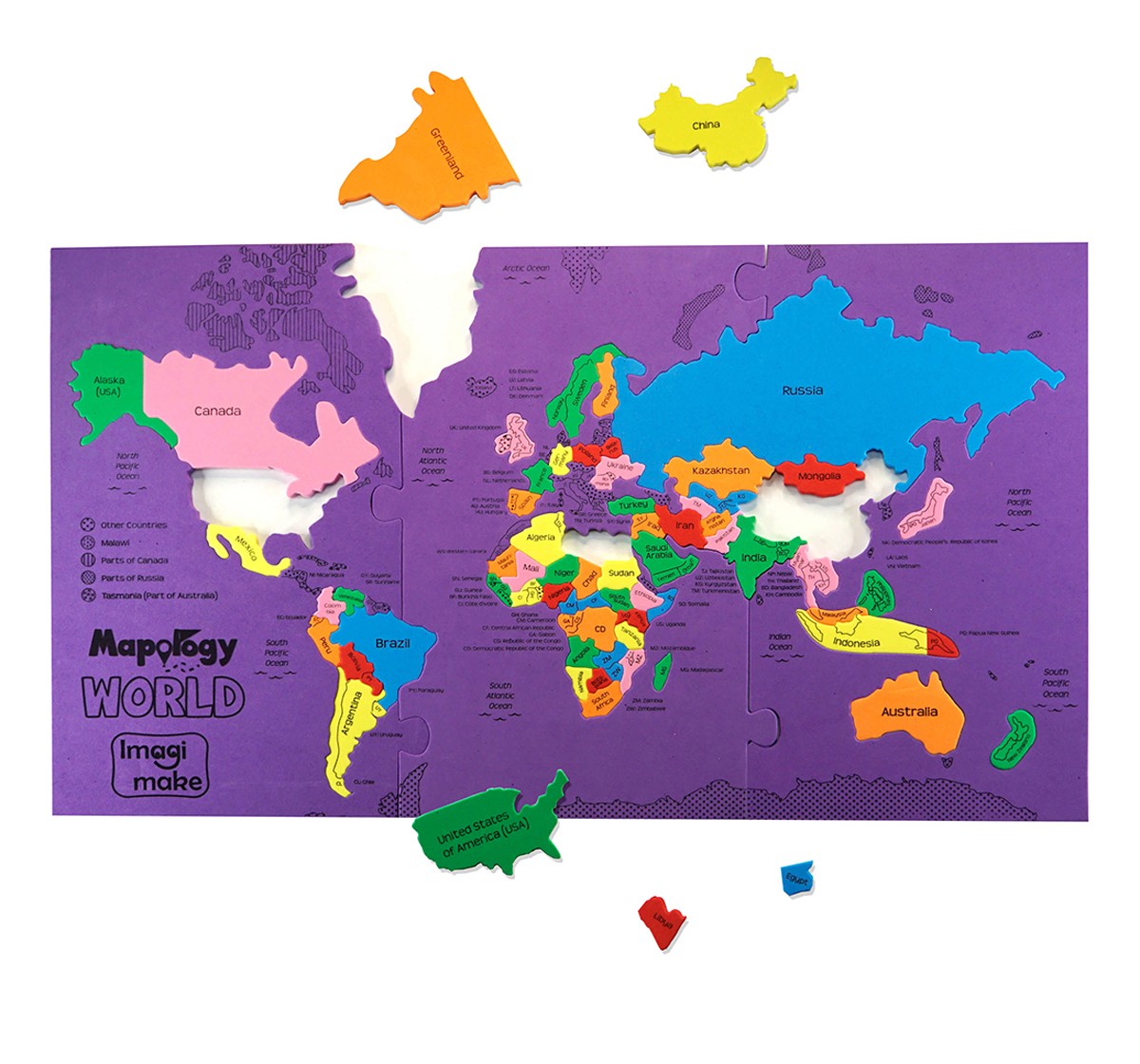 Imagimake Mapology Worlds Largest Countires for Kids, 5Y+(Multicolor)