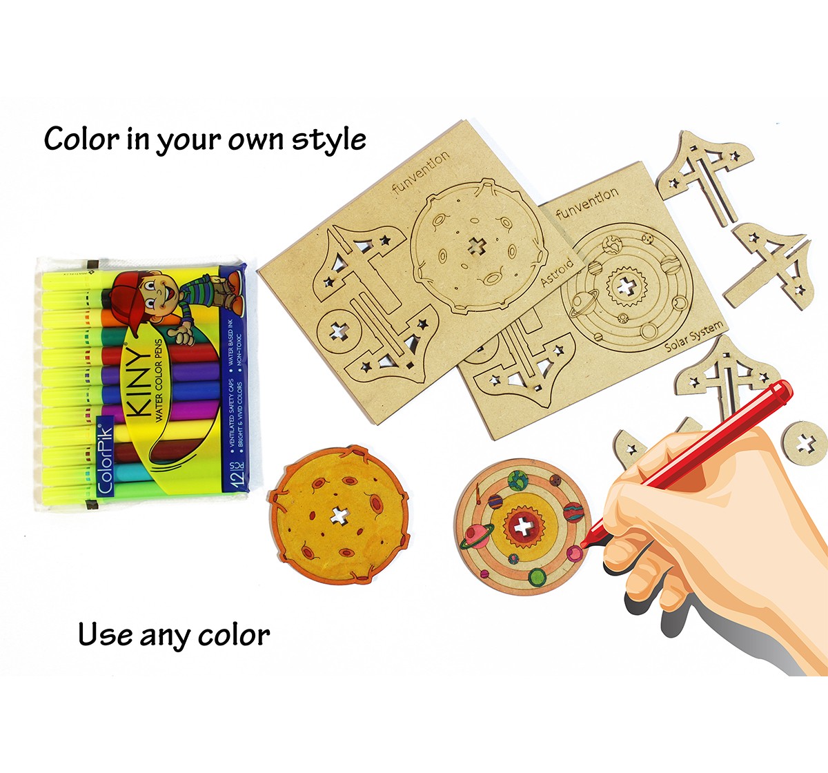 Funvention  DIY Spinning Top Kits Solar System & Asteroid Science Kits for Kids age 3Y+ 