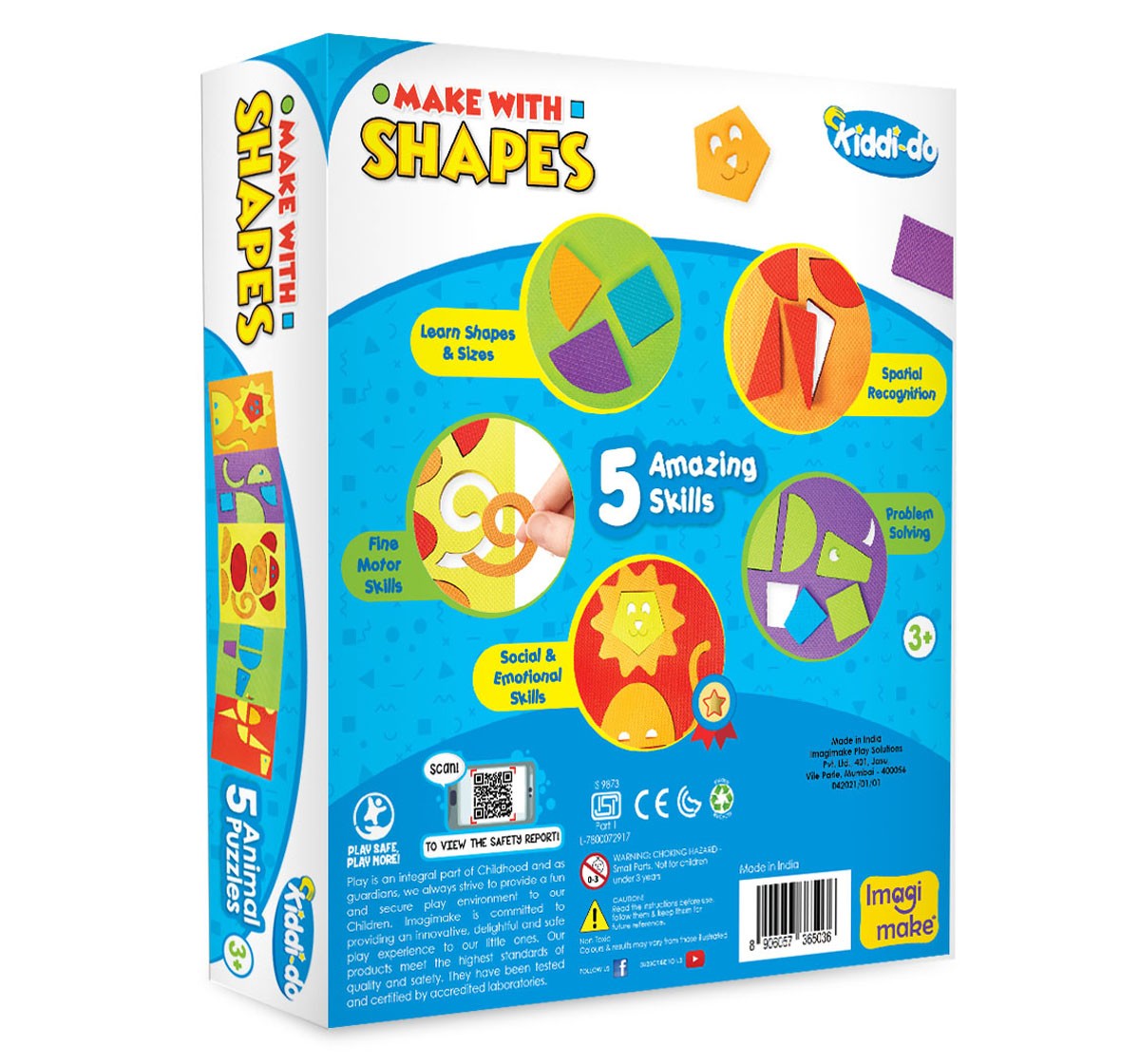 Imagimake Kiddido Make With Shapes Animal for Kids, 3Y+(Multicolor)