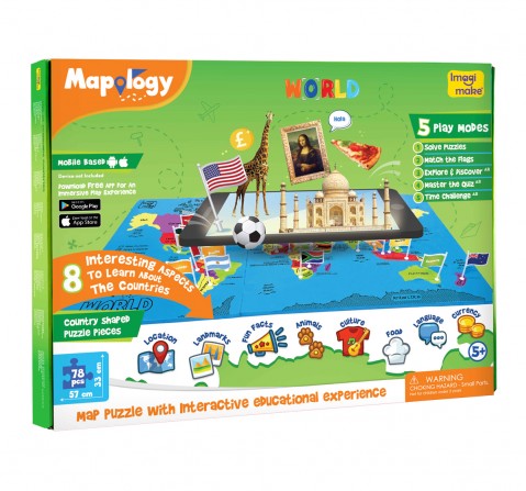 Imagimake Mapology World AR for Kids, 5Y+(Multicolor)