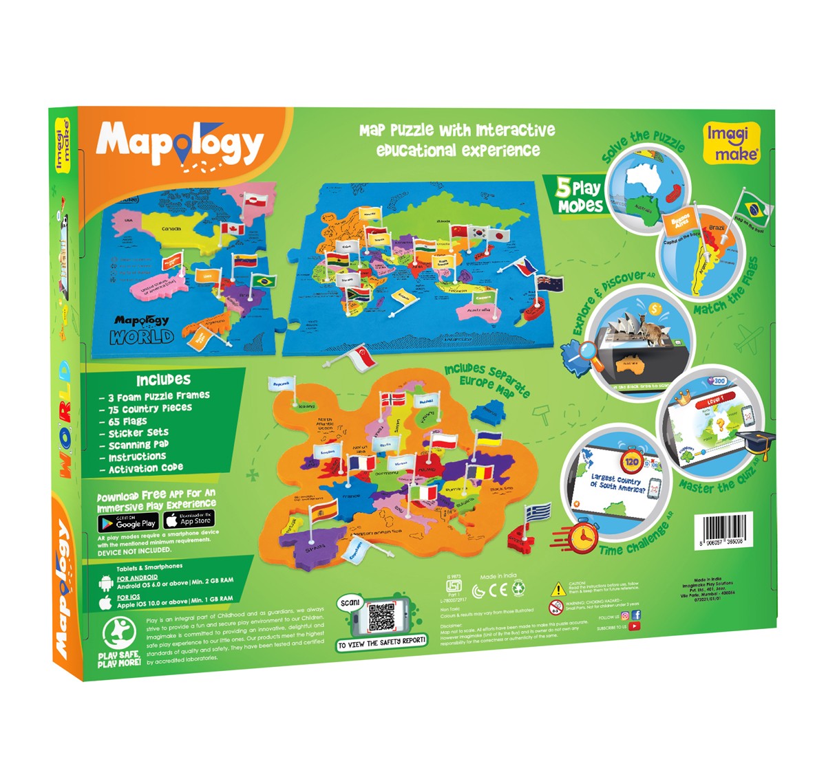 Imagimake Mapology World AR for Kids, 5Y+(Multicolor)