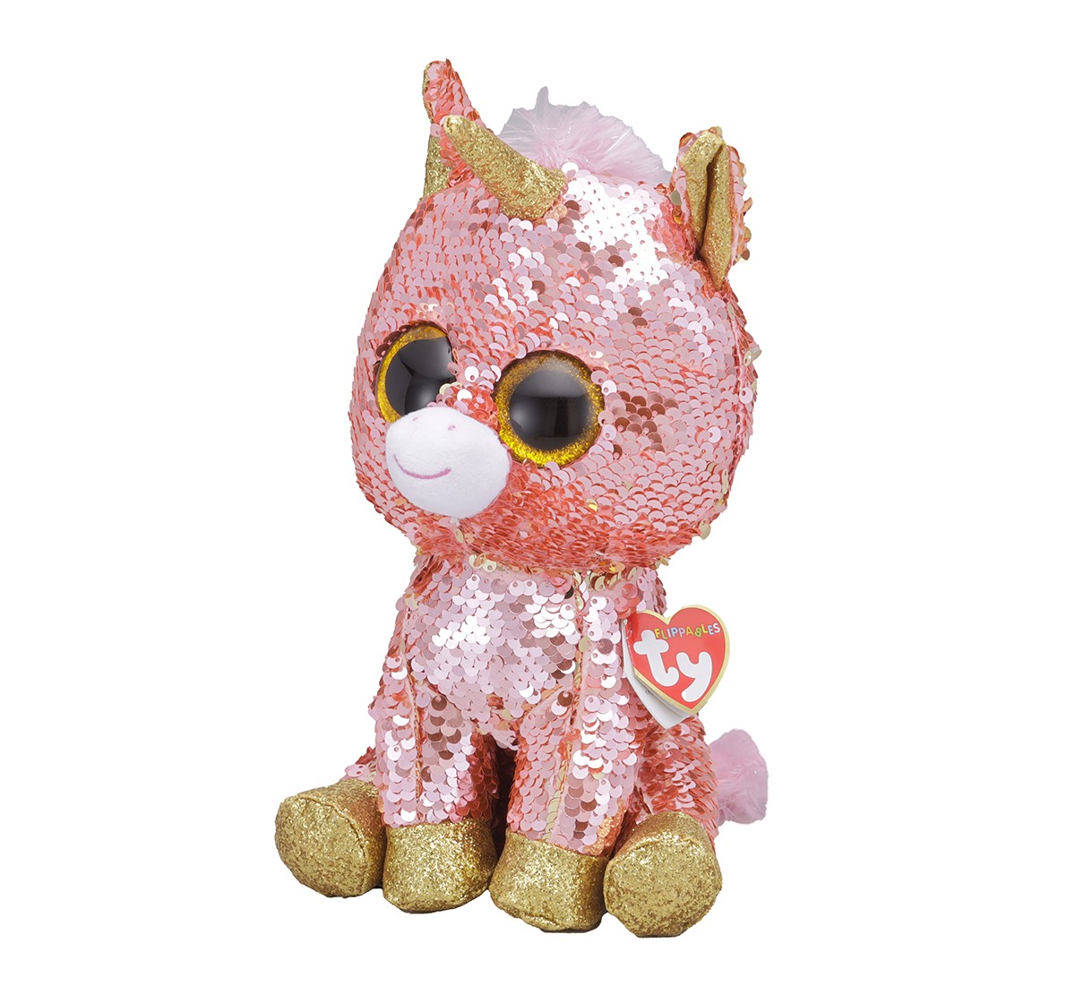 Ty SUNSET - Coral Unicorn Regular Flippables Quirky Soft Toys for Kids age 3Y+ - 15 Cm 