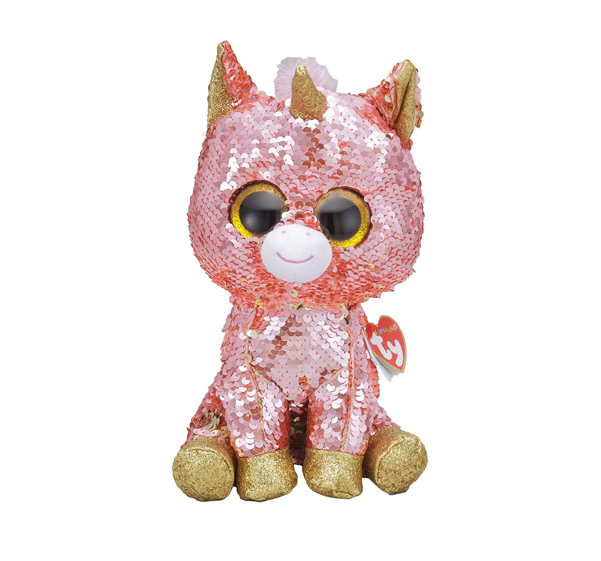 Ty SUNSET - Coral Unicorn Regular Flippables Quirky Soft Toys for Kids age 3Y+ - 15 Cm 