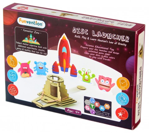 Funvention Disc Launcher DIY Shooting Game STEM Learning Toy Multicolour 3Y+