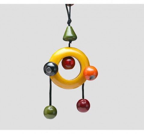 Fairkraft Creations Handmade Wooden Dangler Ring 1 Wooden Toys for Kids age 0M+ (Yellow)