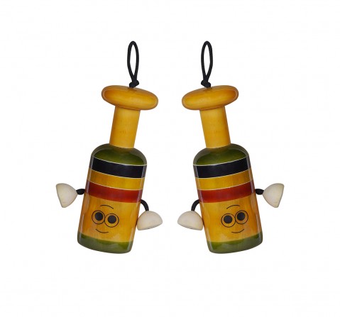 Folktales Handmade Wooden Bell Rattle 2 Wooden Toys for Kids age 0M+ 