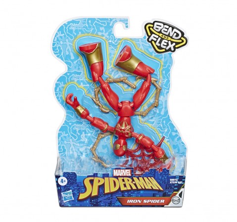 Marvel Spider-Man Bend and Flex Iron Spider Action Figure Toy, 6-Inch Flexible Figure, Includes Blast Accessories, For Kids Ages 4 And Up 