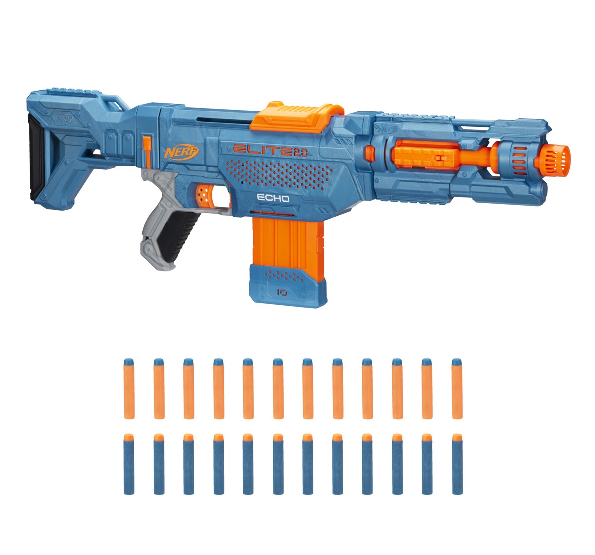 Nerf Elite 2.0 Echo CS-10 Blaster -- 24 Official Nerf Darts, 10-Dart Clip, Removable Stock and Barrel Extension, 5 Tactical Rails Blasters for age 8Y+ 