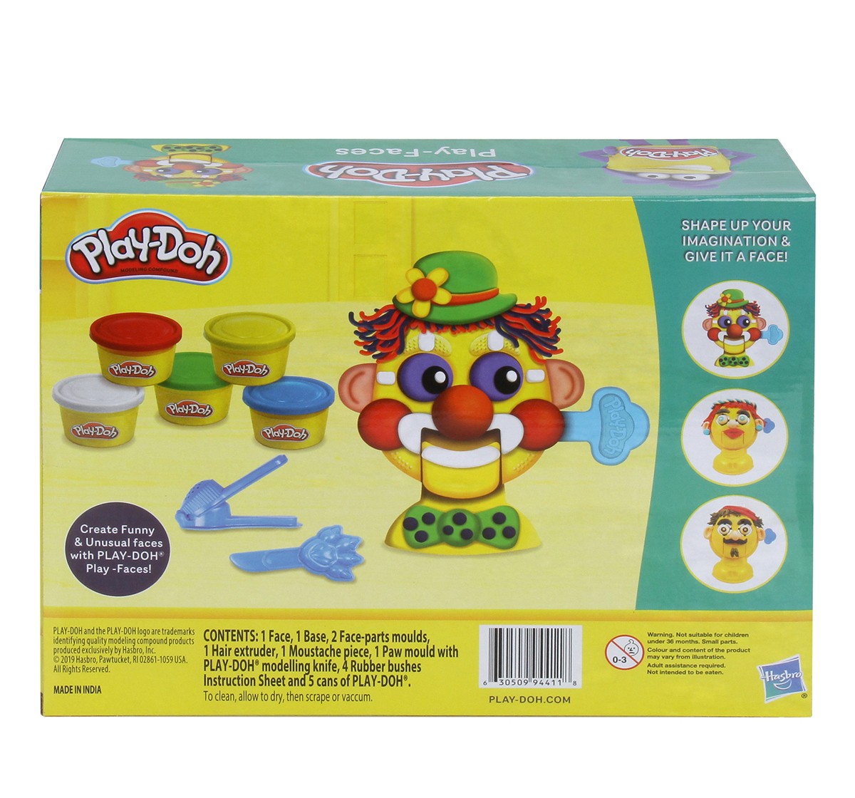 Play Doh Play Faces Activity Toy with 5 NonToxic Play Doh Colors for Kids Multicolor 3Y+